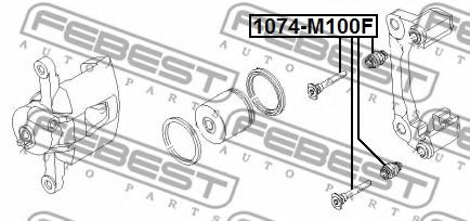 Направляючий болт, корпус скоби гальма FEBEST 1074-M100F - Фото 1
