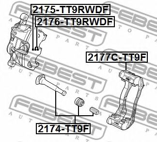 Направляющий болт, корпус скобы тормоза FEBEST 2174-TT9F - Фото 1