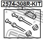 Направляючий болт, корпус скоби гальма FEBEST 2574-308R-KIT - Фото 1