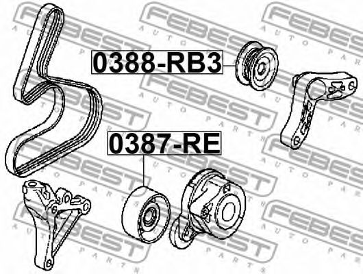 Направляющий / паразитный ролик  поликлинового ремня FEBEST 0388-RB3 - Фото 1