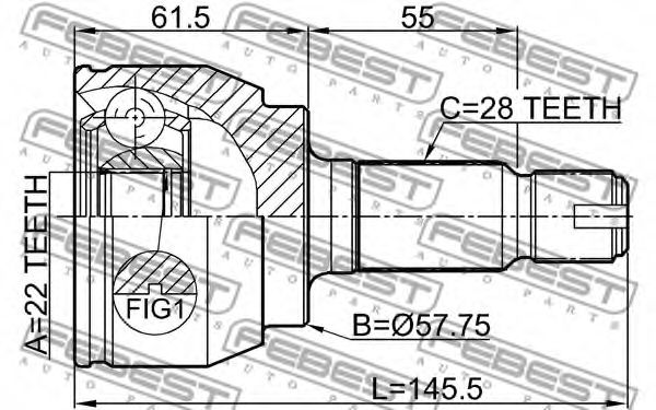 ШРУС FEBEST 2910-FLIIR - Фото 1