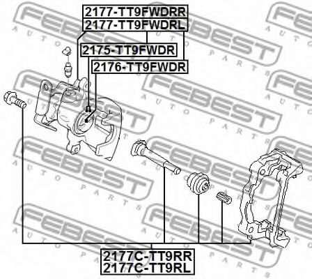 Комплект поддержки корпуса скобы тормоза FEBEST 2177C-TT9RR - Фото 1