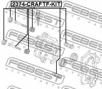 Направляючий болт, корпус скоби гальма FEBEST 2374-CRAFTF-KIT - Фото 1