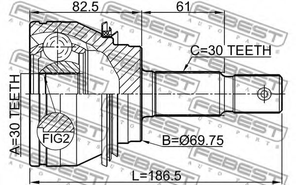ШРУС FEBEST 0110-GRJ150 - Фото 1