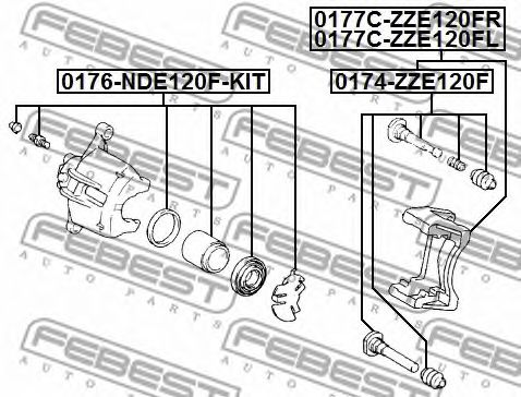 Комплект підтримки корпусу скоби гальма FEBEST 0177C-ZZE120FR - Фото 1