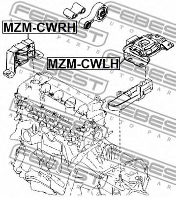Подушка двигателя FEBEST MZM-CWRH - Фото 1