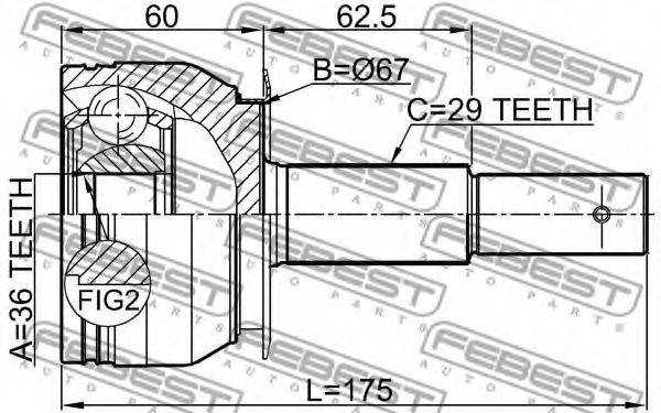 ШРУС FEBEST 0210-D40AT - Фото 1