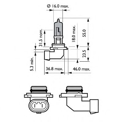 Лампа розжарювання PHILIPS 9005WHVB1 (покажчик повороту, сигнал гальмування, освітлення номерного знака, задня протитуманна фара, фара заднього ходу, внутрішнє освітлення, ліхтар встановлений у двері, освітлення багажника, подкапотная лампа, стоянкові вог - Фото 1