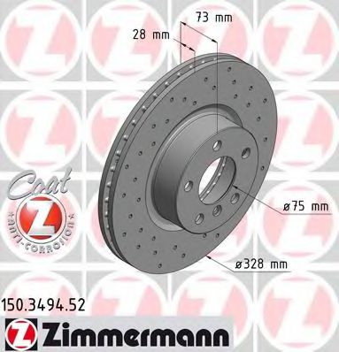 Тормозной диск ZIMMERMANN 150.3494.52 - Фото 1
