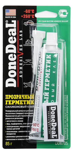 Герметик-клей для стекол силиконовый прозрачный Done Deal 85г