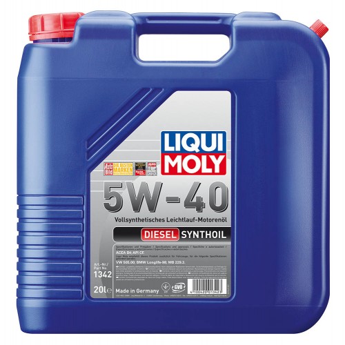 Масло моторное LIQUI MOLY Diesel Synthoil SAE 5W-40  синтетика 20л