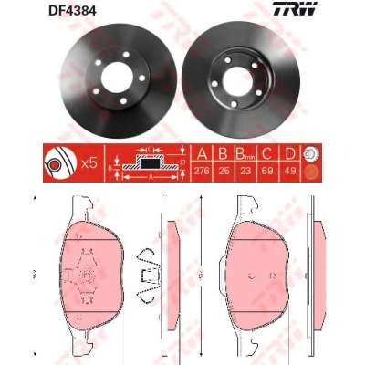 Комплект передних тормозных дисков и колодок Mazda 3 (BK)