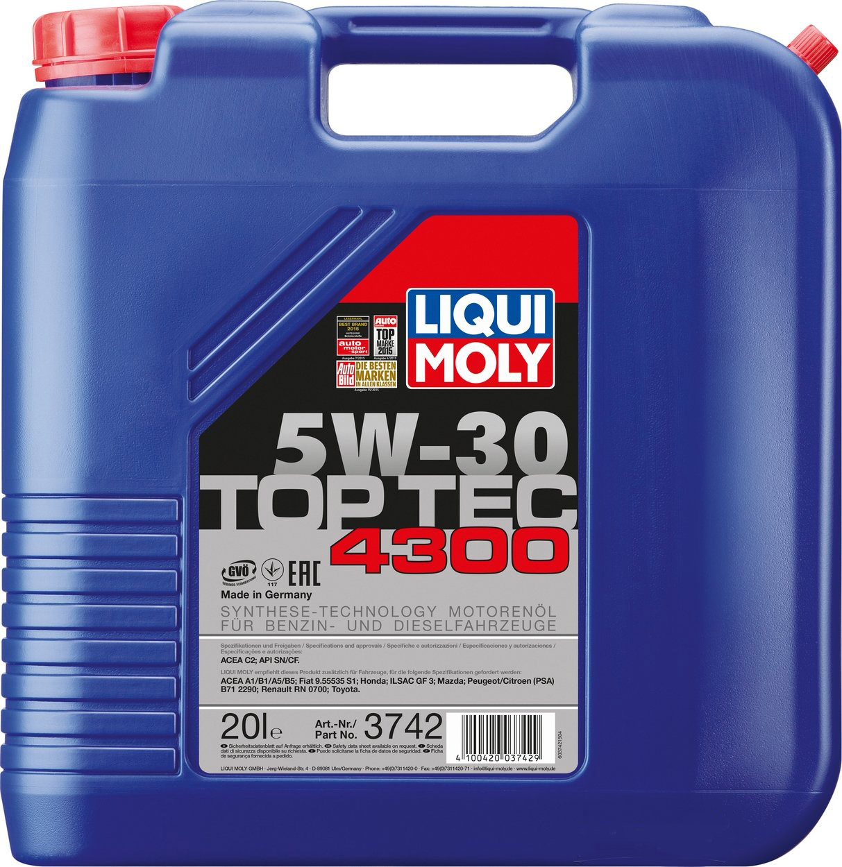 Моторна олива LIQUI MOLY TOP TEC 4300 5W-30 20Л