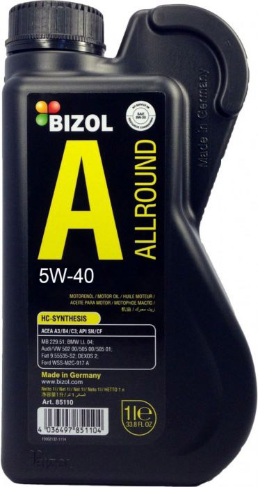 Моторное масло BIZOL Allround 5W-40 1л