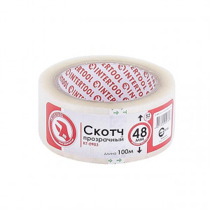 Скотч прозрачный 48 мм*100м*44 мкм INTERTOOL KT-0903
