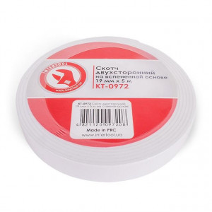 Скотч двухсторонний 19 мм*5 м на вспененной основе INTERTOOL KT-0972 - Фото 2