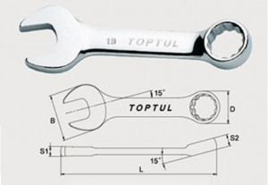 Ключ комбинированный TOPTUL AAAF1212 12 мм, 103 мм, укороченный