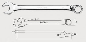 Ключ комбинированный TOPTUL AAEN1010 10 мм, 150 мм, угол 75°