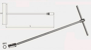 Ключ торцевой TOPTUL CTBA1332 13 мм, 320 мм, Т-образный с шарнирной головкой