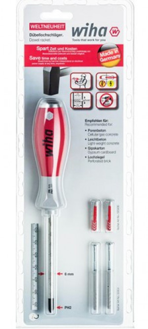Ударная отвертка SoftFinish для забивания дюбелей PH2 x 100 мм в блистере WIHA 41289WH - Фото 5