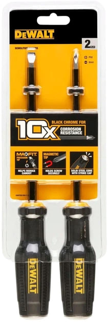 Набор демонтажных отверток "TOUGHSERIES™ FULL FIT", 2 шт: SL8 x 100 мм, Ph2 x 100 мм. DeWALT DWHT65100-0