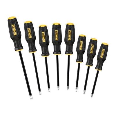 Набор отверток "TOUGHSERIES™ MAX FIT®", 8 шт, прямой шлиц: 4 х 100, 5,5 х 125 мм, 6.5 х 150 мм, 8 х 175 мм, "Phillips": Ph1 х 100 мм, Ph2 х 125 мм, "Poziidriv": Pz1 x 100 мм, Pz2 x 125 мм DeWALT DWHT65102-0