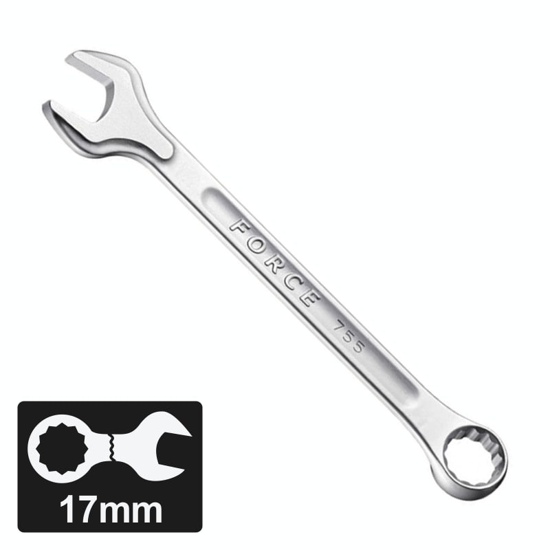 Ключ комбинированный 17 мм угол 75 градусов FORCE TOOLS 75517A