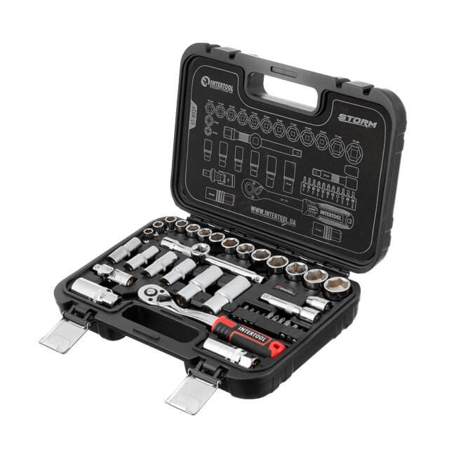 Набор торцевых головок с трещоткой 3/8", 39 ед., Cr-V STORM INTERTOOL ET-8039
