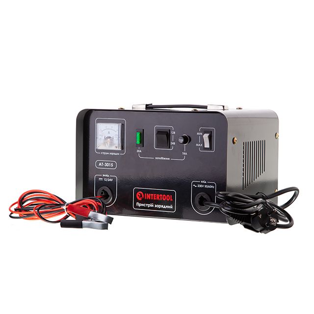 Зарядное устройство 230 V, 600 W, 12-24 V, 30 А, 20-400 Ач, INTERTOOL AT 3015
