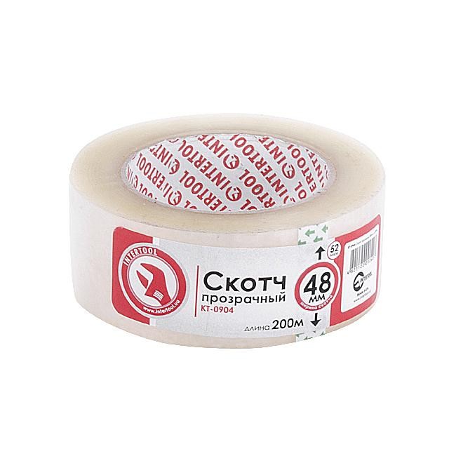 Скотч прозрачный 48 мм*200 м*44 мкм INTERTOOL KT-0904