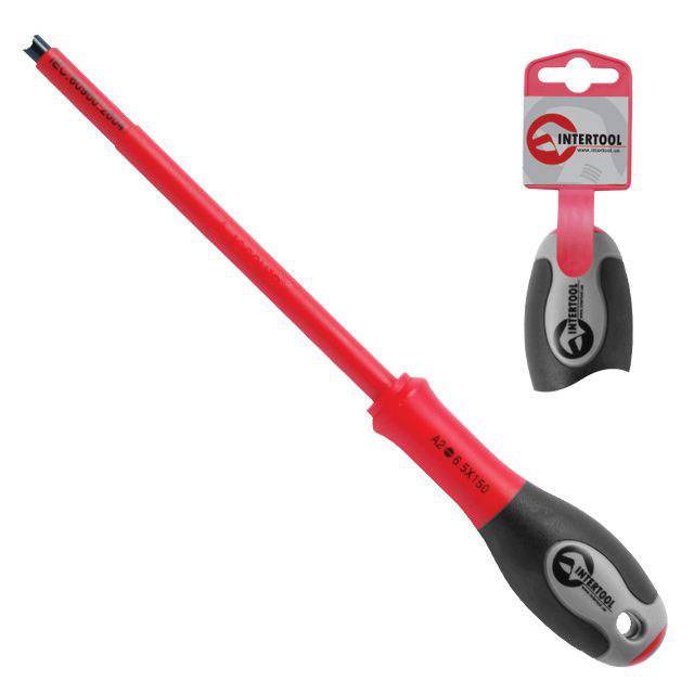 Отвертка изолированная шлицевая 1,2*6,5 мм, 150 мм, 1000 В INTERTOOL VT-3207