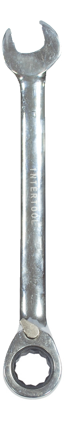 Ключ комбинированный с трещоткой 19 мм Pro, CrV, сатин-хром INTERTOOL XT-1319