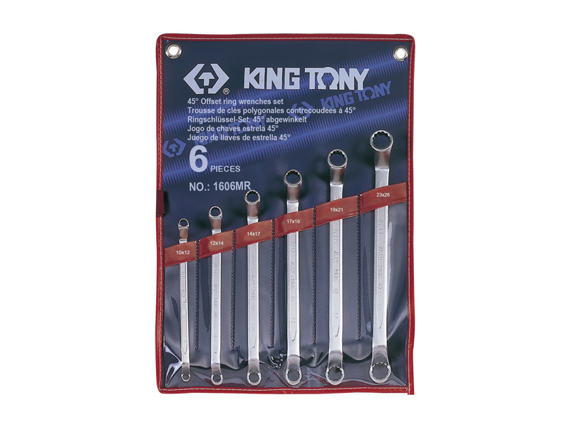 Набор ключей накидных 6 шт. 10-26 мм 45° KING TONY 1606MR