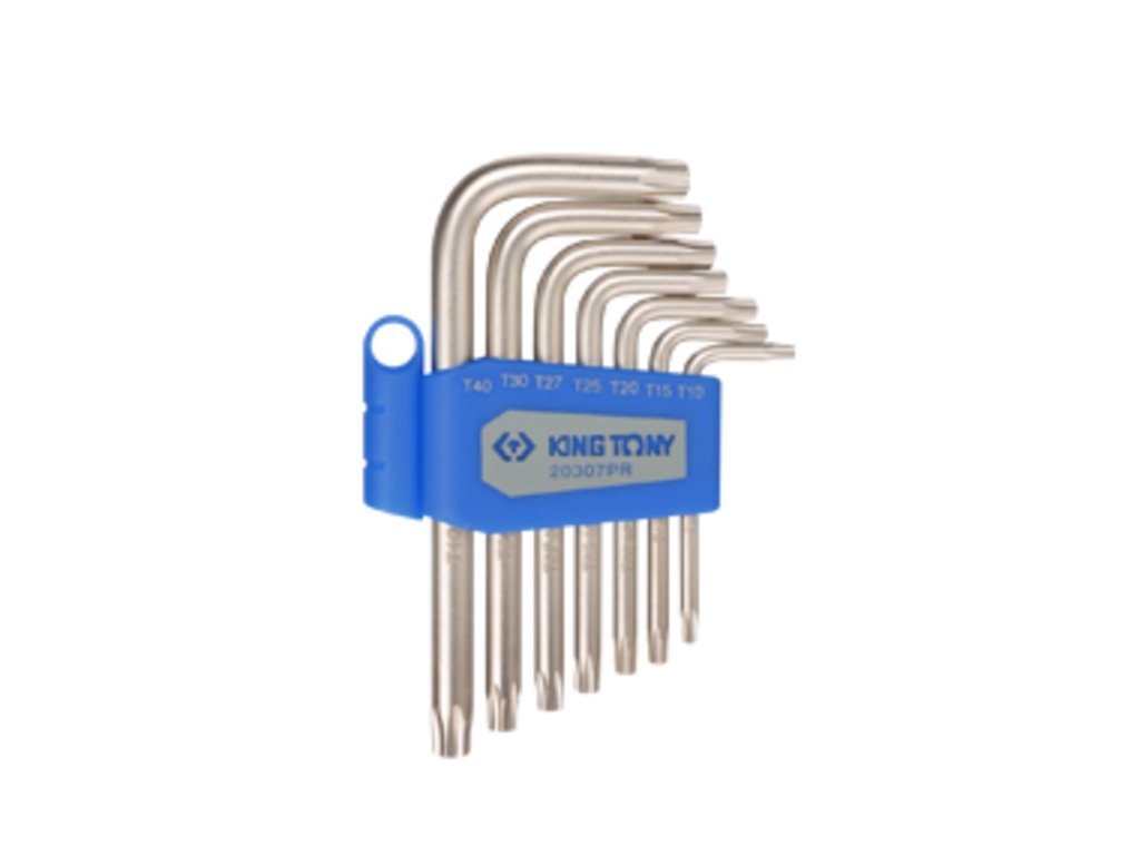 Набор ключей  Torx 7 ед. Г-образных с отверстием Т10-Т40 KING TONY 20407PR