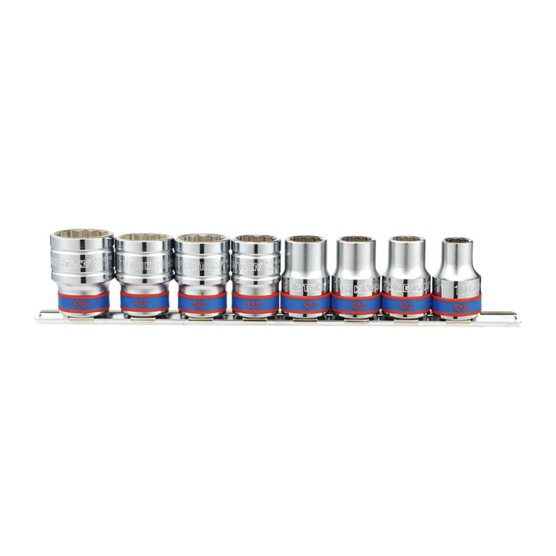 Набір головок 1/2" 8 одиниць 12-гранні (10-22 мм) на планці KING TONY 4010MR