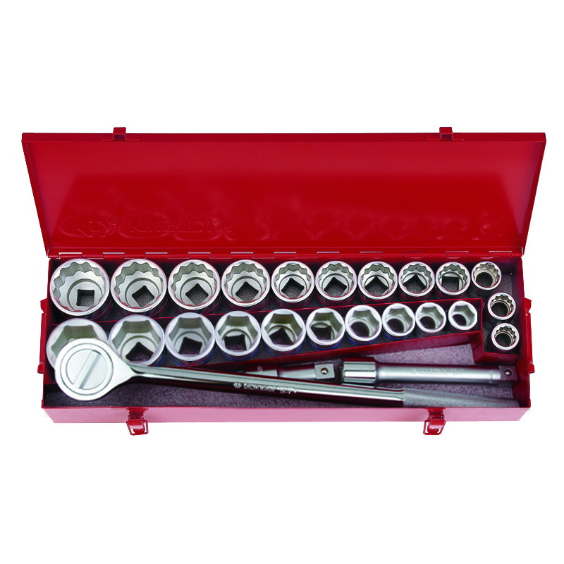 Набор головок 3/4" 25 ед. 12+6-гранные, короткие, дюймовые+метрические 22-50 мм KING TONY 6325CR01