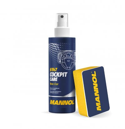 Очиститель-полироль приборной панели MANNOL Cockpit Care + губка, салфетка New Car 250 мл