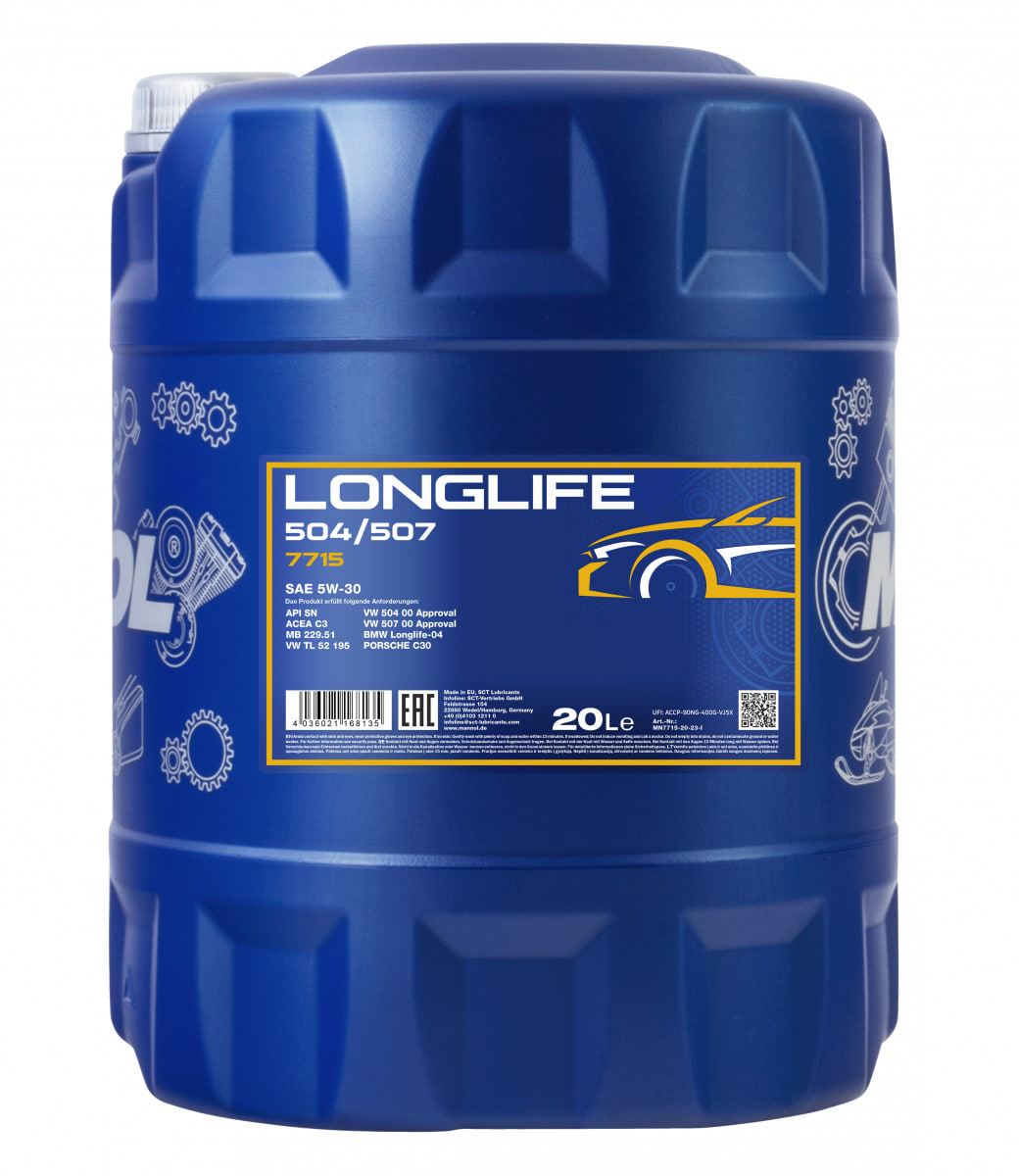 Моторна олива MANNOL Longlife 504/507 5W-30 20л
