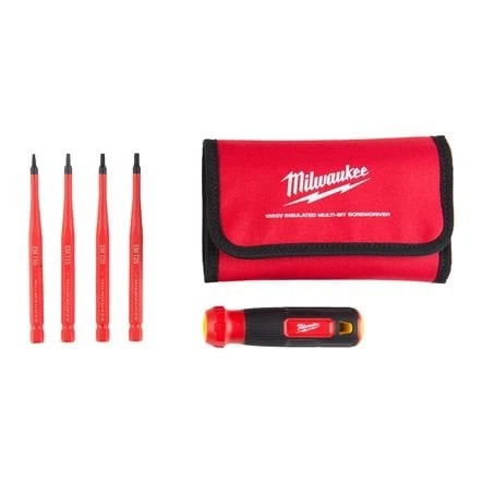 Набор отверток прецезионных изолированных VDE MILWAUKEE 4-в-1 (рукоят VDE + 4 бита TORX VDE, текстильный чехол) MILWAUKEE ACC 4932493658