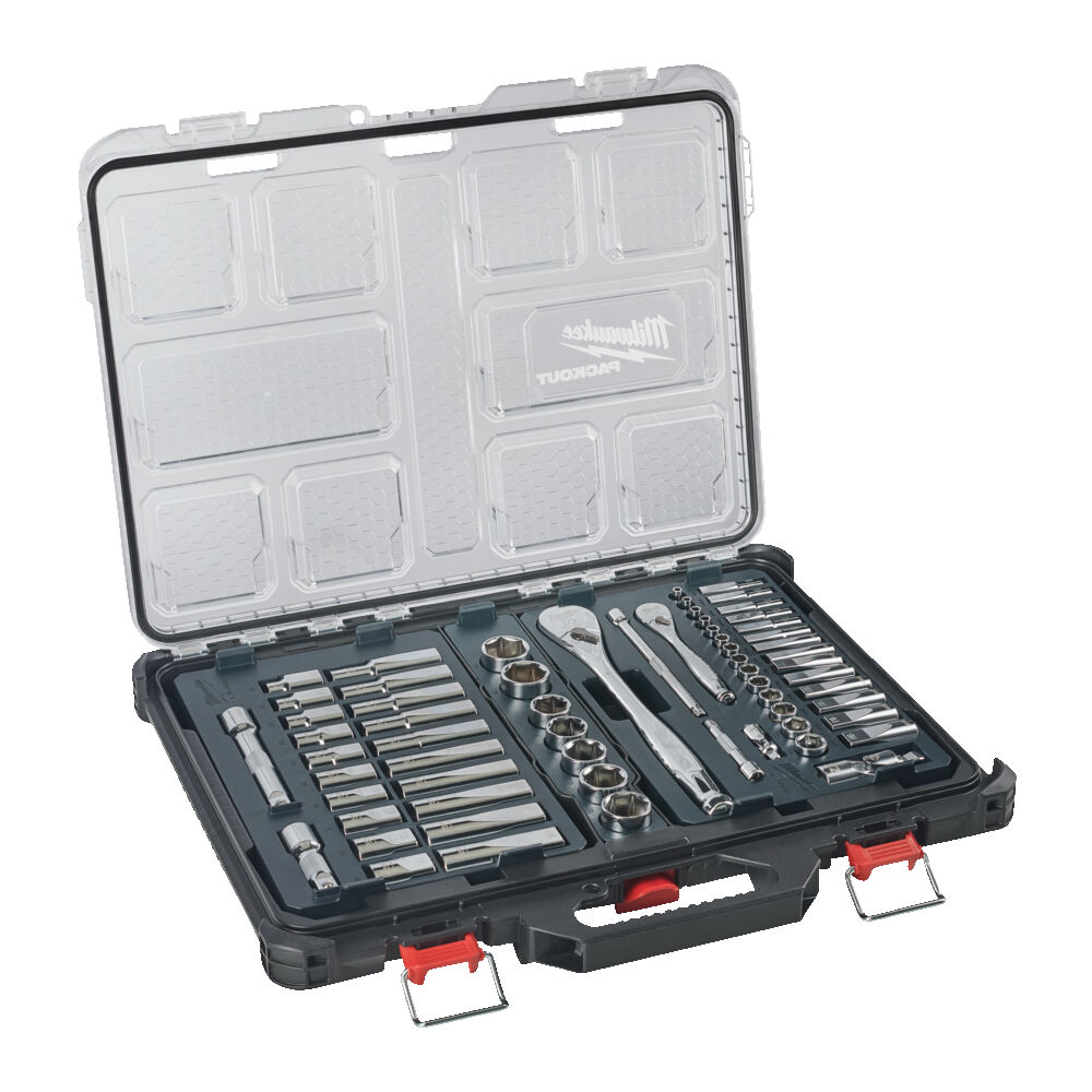 Набор торцевых головок с трещоткой PACKOUT 1/4"-1/2" 63 ед., MILWAUKEE ACC 4932493661