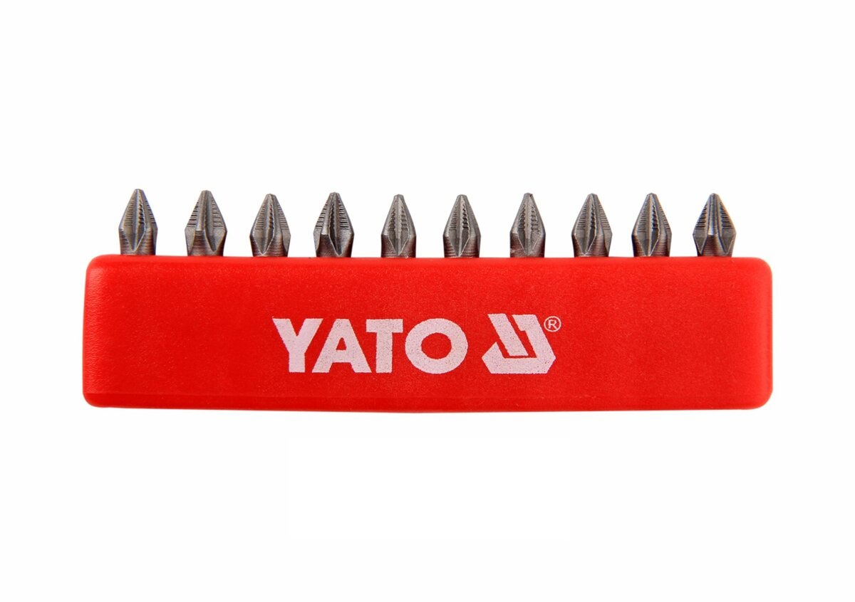 Набор отверточных насадок "Philips" PН1 x 25 мм. HEX 1/4" 10 шт. YATO YT-0474