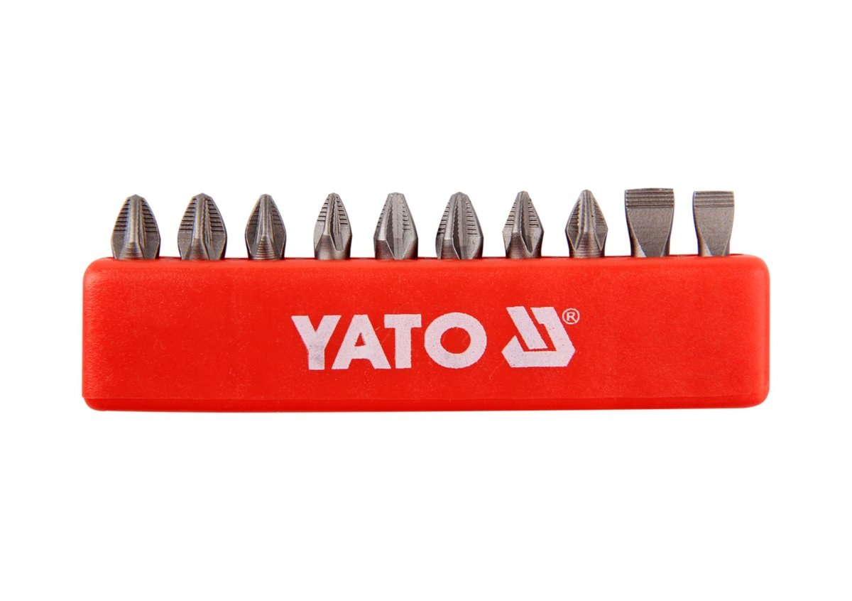 Набор отверточных насадок SL5, SL6, PH1/1, PH2/2, PZ1/1, PZ2/2, L= 25 мм. 10шт. YATO YT-0482