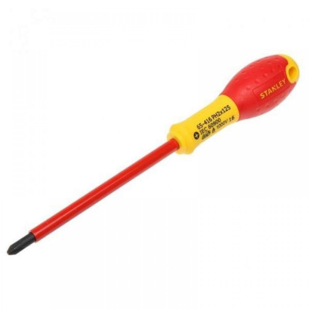 Отвертка электрика FatMax VDE 1000V изолированная с жалом под шлиц Ph2 длиной 125 мм STANLEY 0-65-416