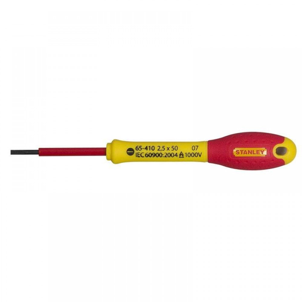 Отвертка электрика FatMax VDE 1000V изолированная с жалом под шлиц SL2.5 длиной 50 мм STANLEY 0-65-410