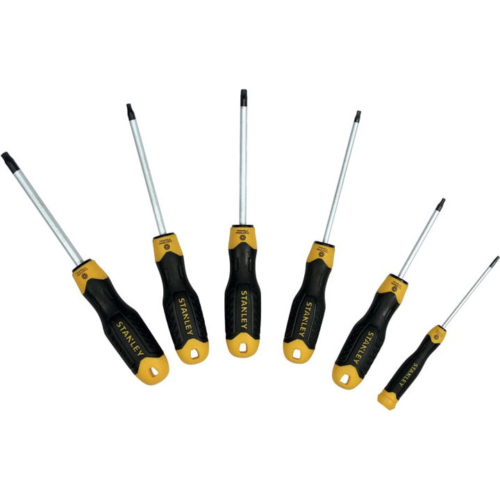 Набор отверток CushionGrip Torx, с ложементом, 6 штук: T10 x 80 мм, T15 x 80 мм, T20 x 120 мм, T25 x 120 мм, T30 x 120 мм, T40 x 120 мм. STANLEY STMT1-74182