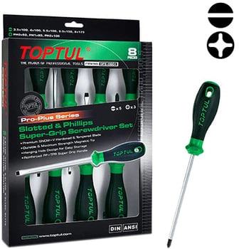 Набор отверток 8 ед. PRO-PLUS SERIES TOPTUL GFE-0801