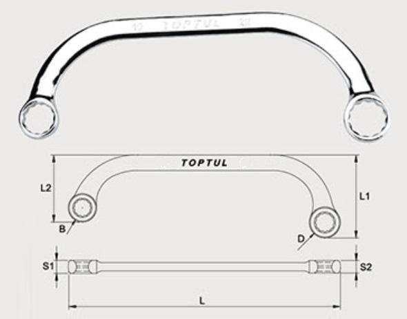 Ключ накидной TOPTUL AAAC1113 11x13 мм, 166 мм, С-образный стартерный