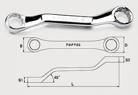 Ключ накидной TOPTUL AAAK1011 10х11 мм, 116 мм, угол 45°