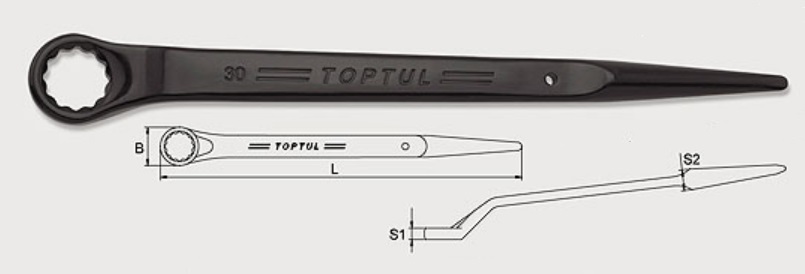 Ключ накидной TOPTUL AAAS3636 36 мм, 465 мм, односторонний ударный
