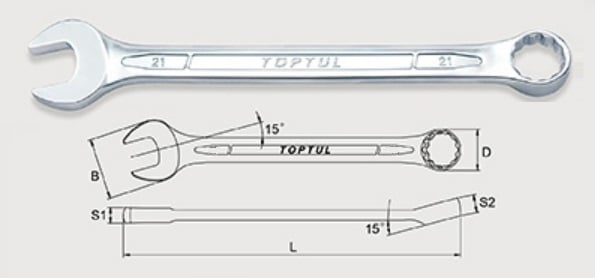 Ключ комбинированный TOPTUL AAEB2222 22 мм, 269 мм